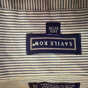 Savile Row Striped Dress Shirt Mens 16.5 34/35 Blue Cotton Blend USA